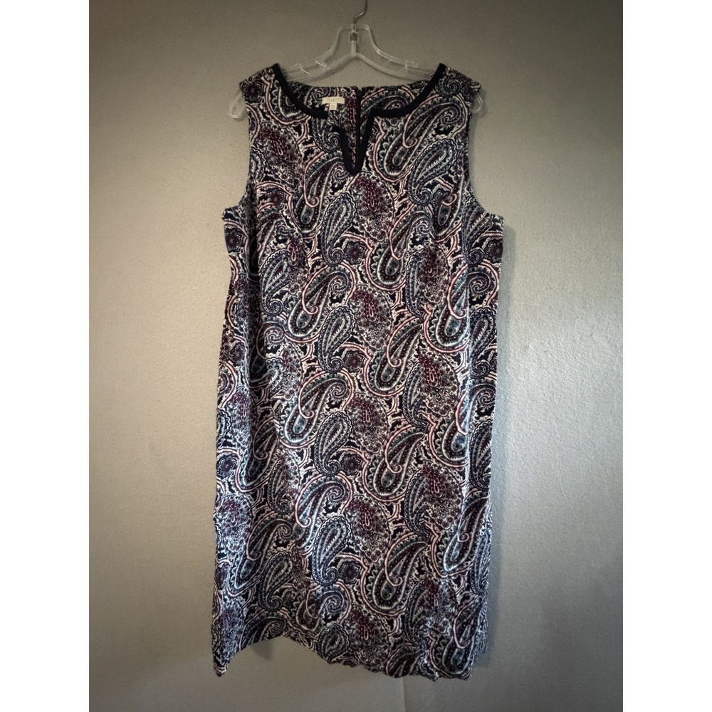 Talbots Dress Womens 18W Multicolor Paisley Round Neck Sleeveless Shift Knit